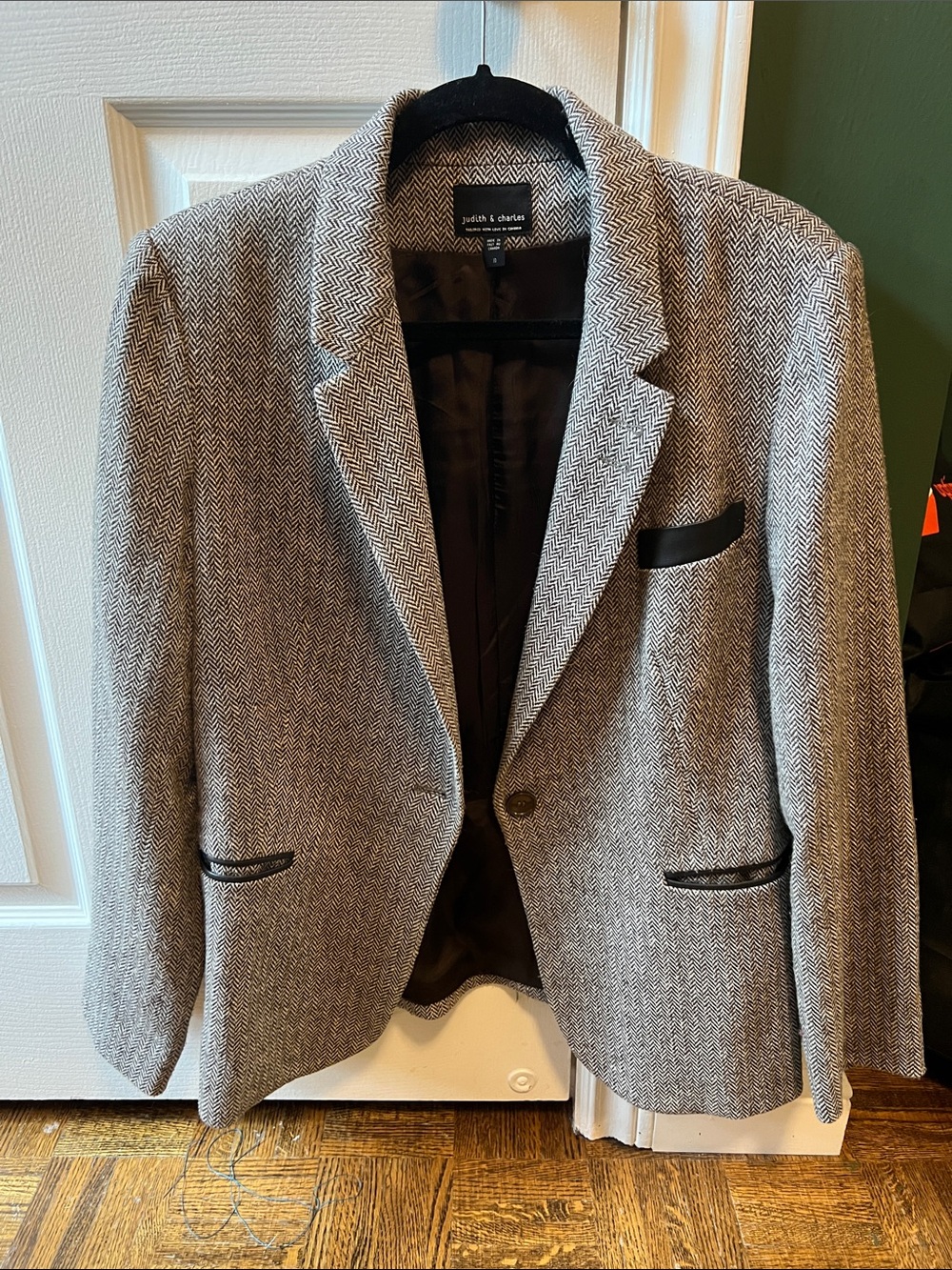 Judith and Charles Brown and cream Herringbone Sport Coat